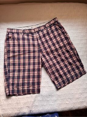 J. Crew Men's Plaid Cotton Shorts - Red & Blue